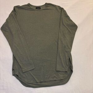 Cuts Clothing Shirt Mens Large Green Long Sleeve Elongated Stretch Curved Hem